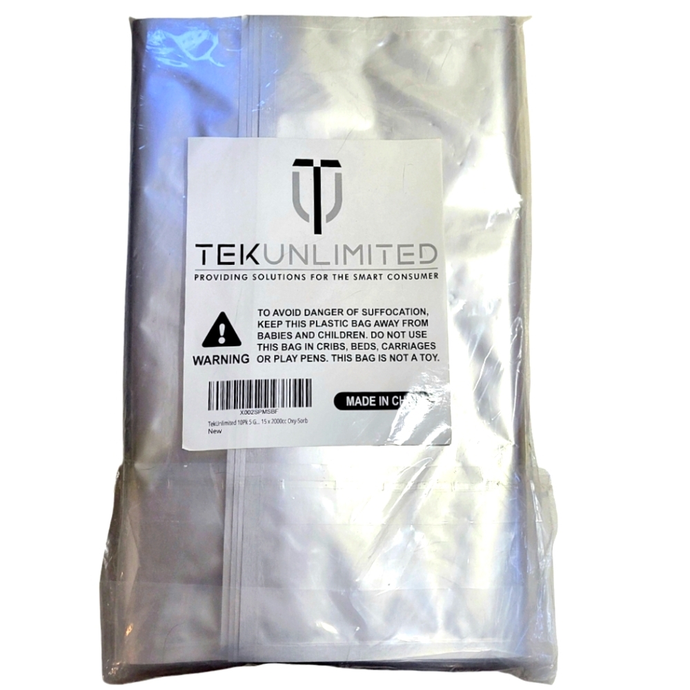 10 Pack Food Mylar Storage Bags + Oxygen Absorbers Tek Unlimited 10 mil w/ Seal
